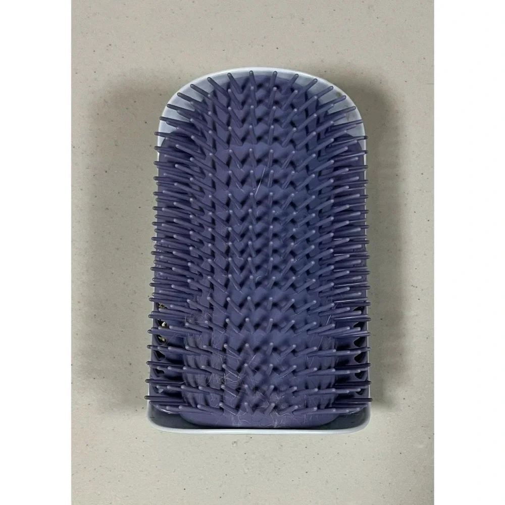 Corner Wall Cat Pet Brush Grooming Tool with Slots for Catnip on the Sides 🐈‍⬛